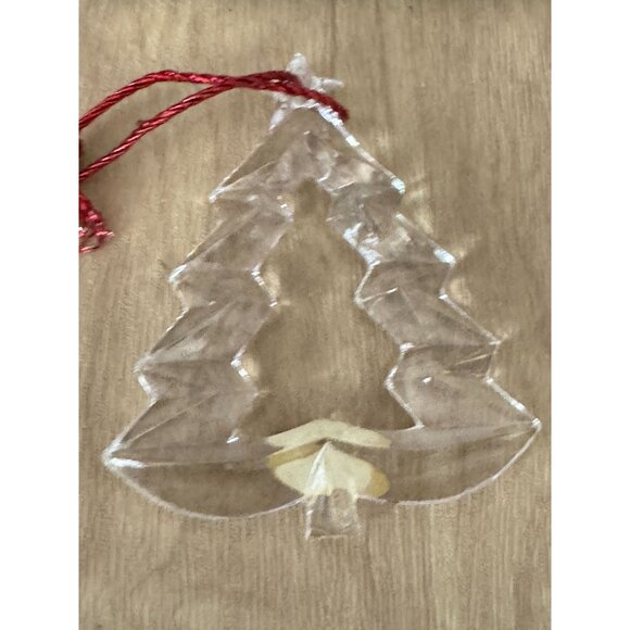 Gorham West Germany Glass Christmas Tree Ornament Clear With Red String Boxed - Picture 4 of 4